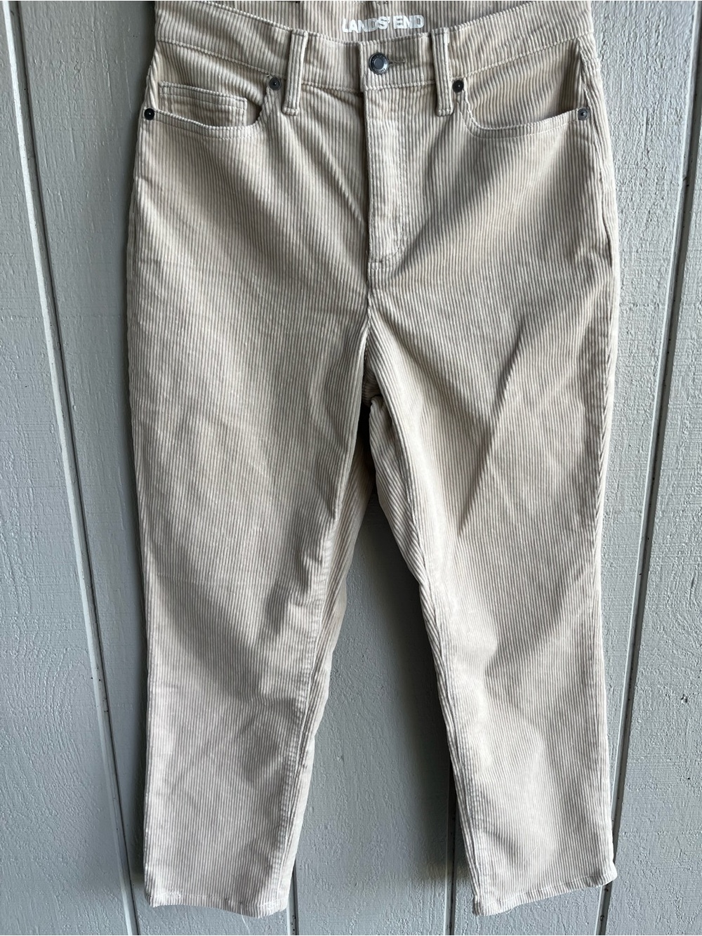 Lands’ End Corduroy Pants High‎ Rise Straight Leg in Beige Women’s Size 8
